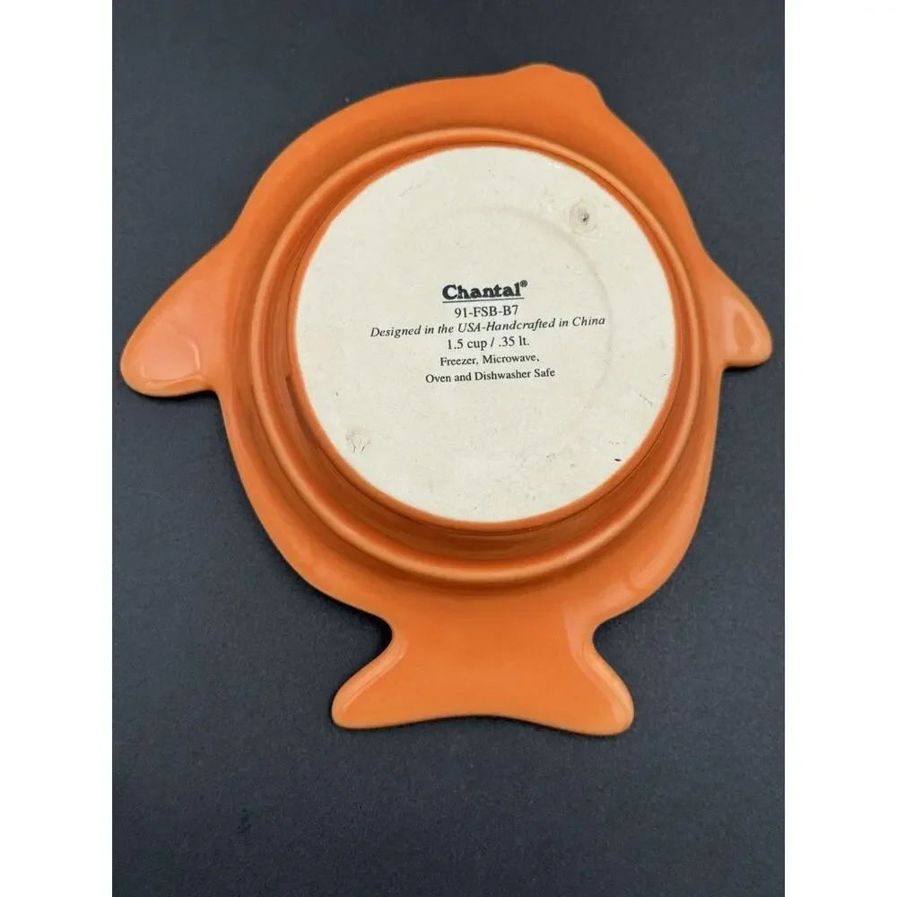 Vintage Chantal Orange Fish Shaped Stoneware Bowl 91-FSB-B7 1.5 Cup